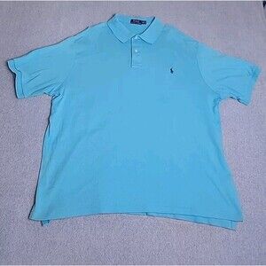 Polo Ralph Lauren Shirt Mens 2XB‎ Big Aqua Blue Teal Embroidered Logo Preppy Dad